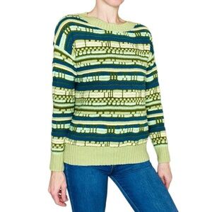 Wild Fable Green & Blue Crochet Abstract Boho Pullover Sweater